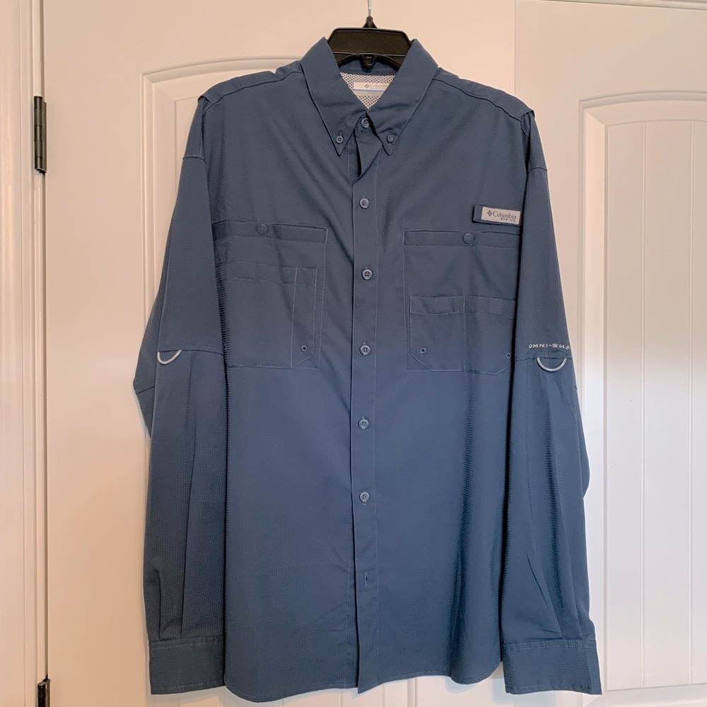 NWOT Columbia Men’s PFG Shirt Slate Blue Medium